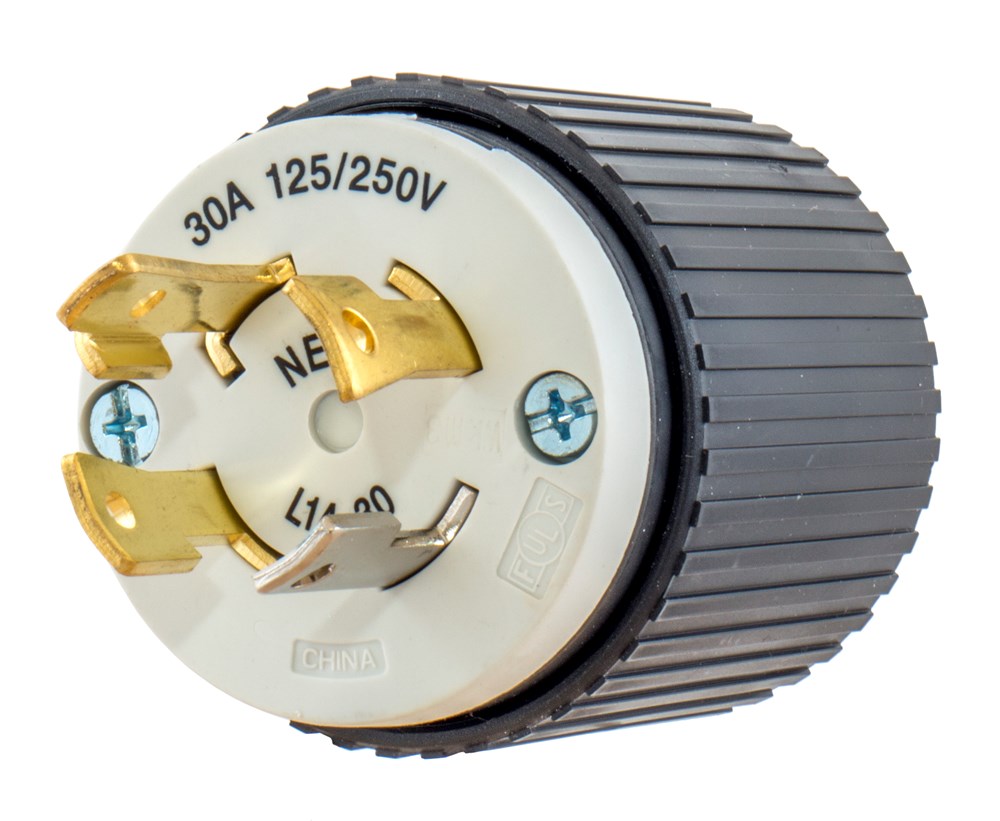 Product image for Hubbell L1620P Hubbell-Pro 20amp 3-Phase 480v Black Nylon Locking Plug, 3-Pole, 4-Wire Grounding