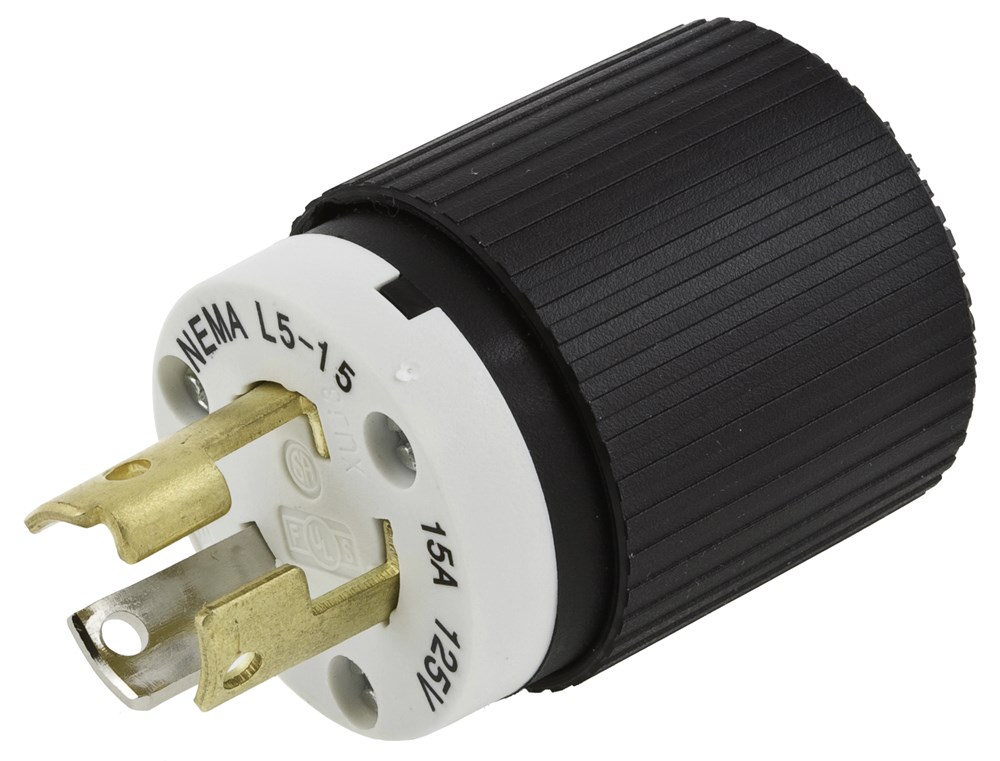 Product image for Hubbell L520P Hubbell-Pro 20amp 125v Black Nylon Locking Plug, Straight