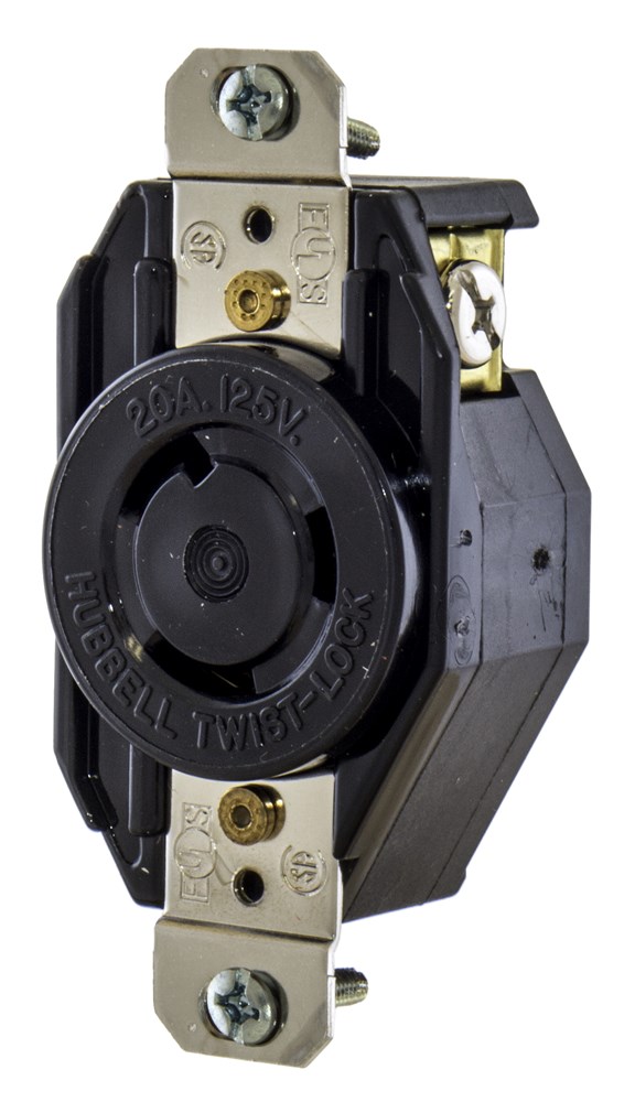 Product image for Hubbell L520R Hubbell-Pro 20amp 125v Black Nylon Locking Single Flush Receptacle