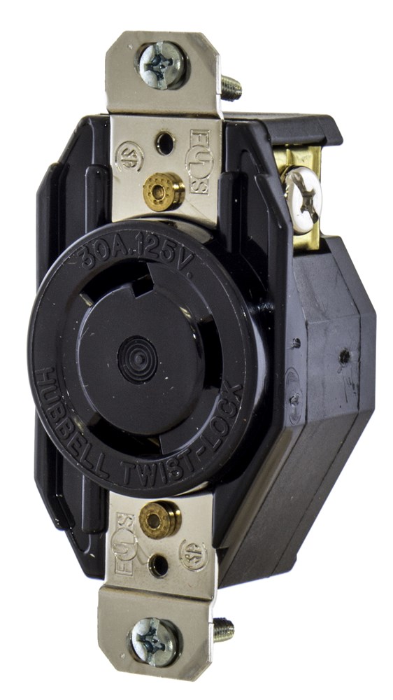 Product image for Hubbell L530R Hubbell-Pro 30Amp 125v Black Nylon Locking Single Flush Receptacle