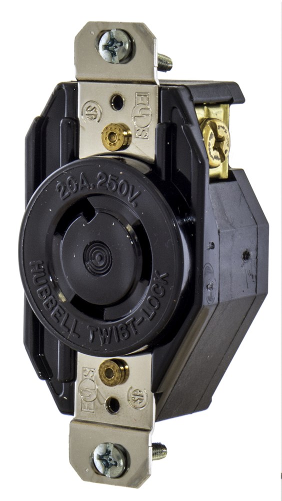 Product image for Hubbell L620R Hubbell-Pro 20amp 250v Black Nylon Locking Single Flush Receptacle