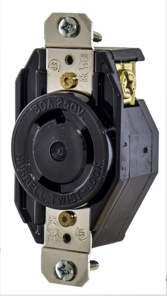 Product image for Hubbell L630R Hubbell-Pro 30amp 250v Black Nylon Locking Single Flush Receptacle