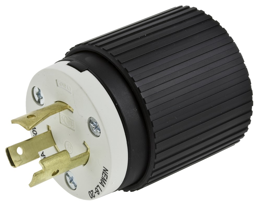 Product image for Hubbell L715P 15 Amp 277 VAC 2-Pole 3-Wire NEMA L7-15P Black and White Locking Plug