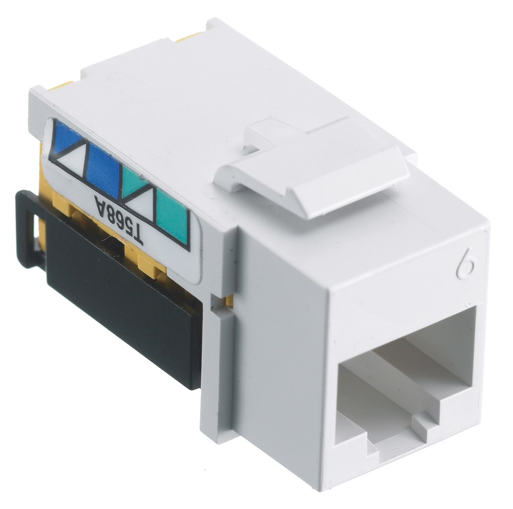 Product image for Hubbell NSJ6W25 JACK, NSJ, CAT6, 8POS, UNI, A/B, WH, 25PK