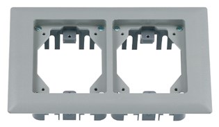 Product image for Hubbell PFBRFGY2 2-Gang 6 x 8.13 Inch Gray Plastic Rectangular Floor Box Cover and Flange Assembly