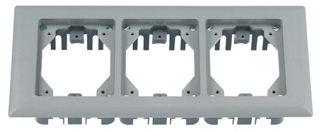 Product image for Hubbell PFBRFGY3 3-Gang 6 x 11.35 Inch Gray Plastic Rectangular Floor Box Cover and Flange Assembly