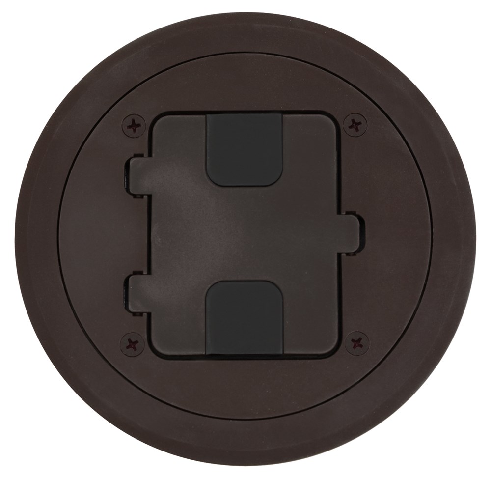 Product image for Hubbell RF406BN Flange & Hinged Door Cover Assembly w/ Receptacle, 15A 125V NEMA 5-15R - Chestnut Brown