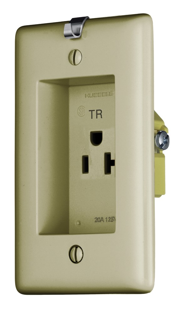 Product image for Hubbell RR201CHITRCLOCK HANG REC Receptacle, 20A 125V, TR, IV
