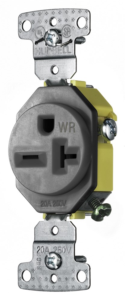 Product image for HWDK RR205GYWR RESI SGL RCPT, 20A 2