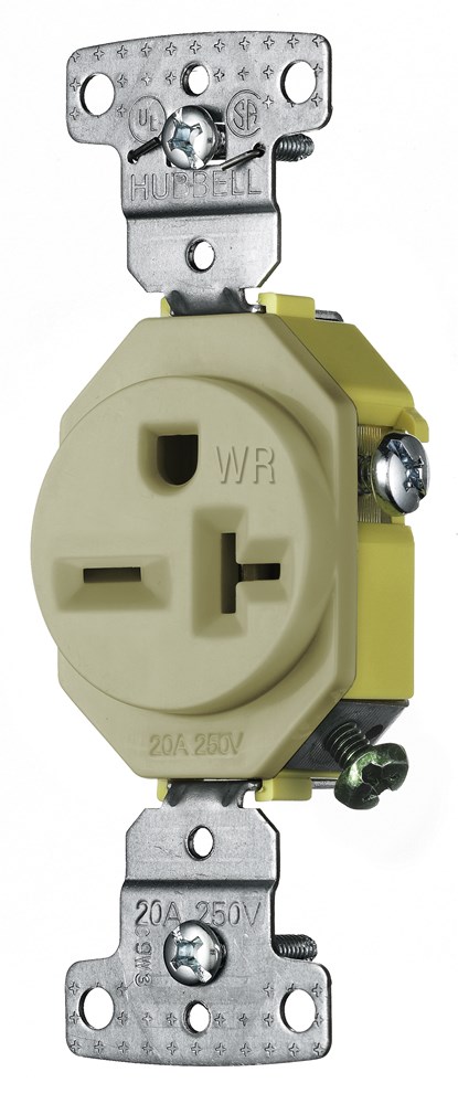 Product image for HWDK RR205IWR RESI SGL RCPT, 20A 25