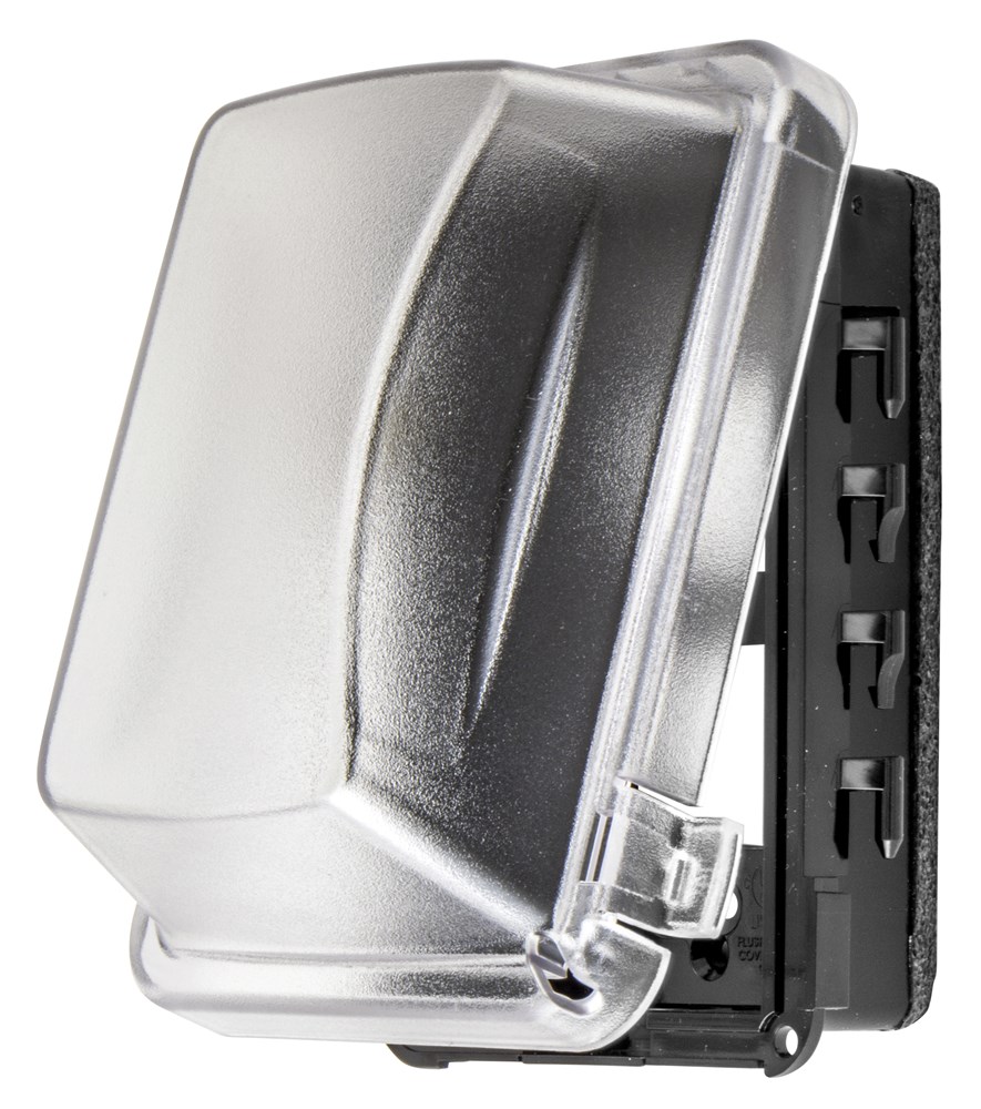 Product image for Hubbell RW57300 1-Gang Gray Thermoplastic Duplex/GFCI/Toggle/Single Receptacle Weatherproof Cover