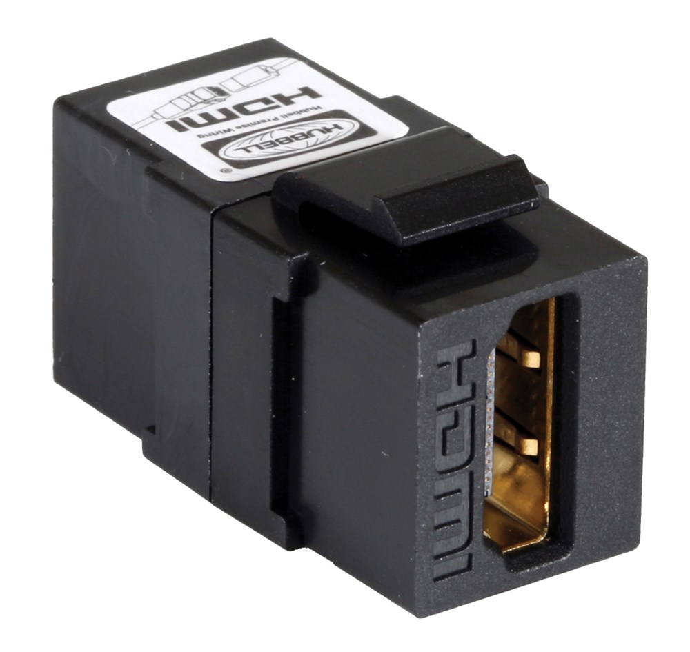 Product image for Hubbell Wiring Devices SFHC14BK Black Snap-Fit HDMI 1.4 A/A Keystone Coupler