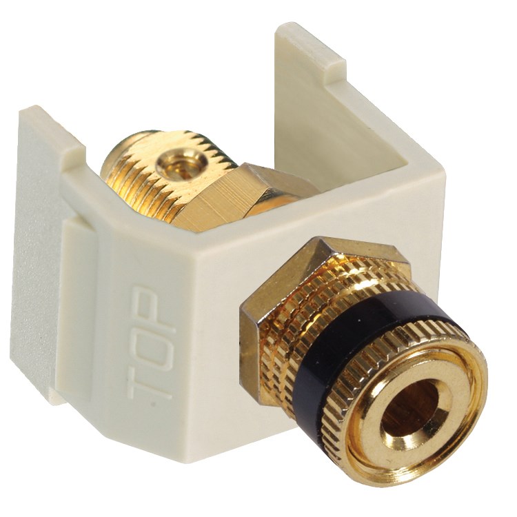 Product image for Hubbell Wiring Devices SFSPGBK Black Ring Office White Housing Speaker Post Connector