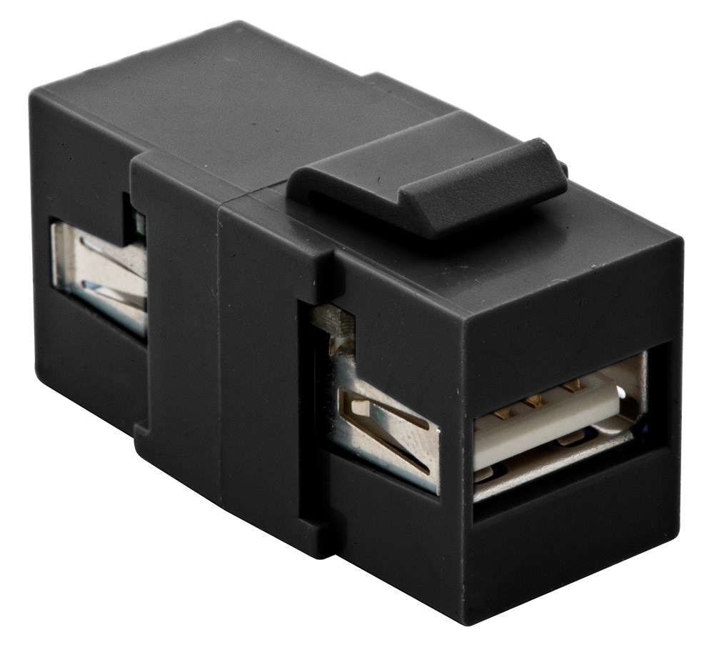 Product image for Hubbell SFUSBAA3BK SNAP-FIT, KEYSTONE, USB, V 3.0, A TO A, BK