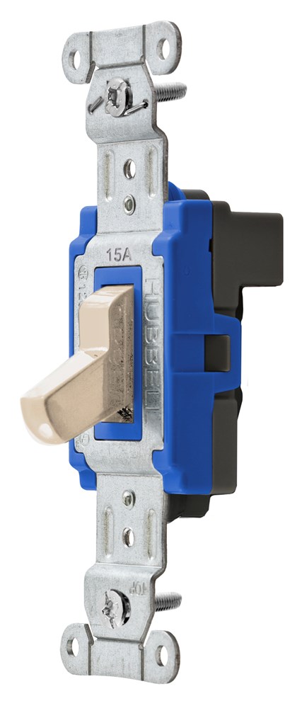 Switches and Lighting Controls, Industrial/Commercial Grade, SNAPConnect Series, Toggle Switches, Single Pole, 15A 120/277V AC, Light Almond Toggle, North American
