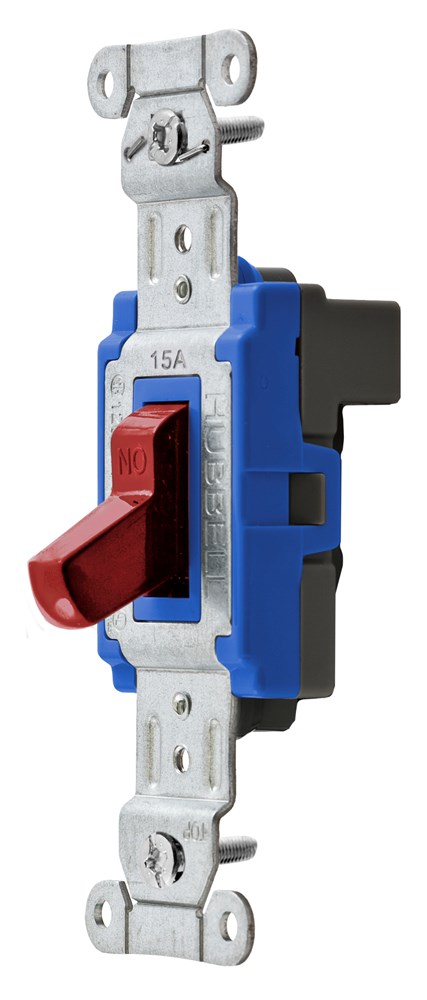 Switches and Lighting Controls, Industrial/Commercial Grade, SNAPConnect Series, Toggle Switches, Three Way, 15A 120/277V AC, Red Toggle, North American