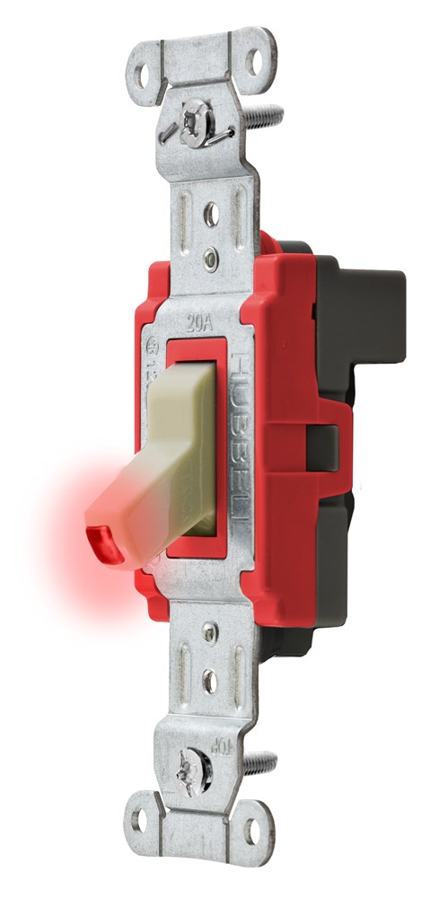 Switches and Lighting Controls, Industrial/Commercial Grade, SNAPConnect Series, Toggle Switches, Pilot Single Pole, 20A 120/277V AC, Ivory Toggle, North American