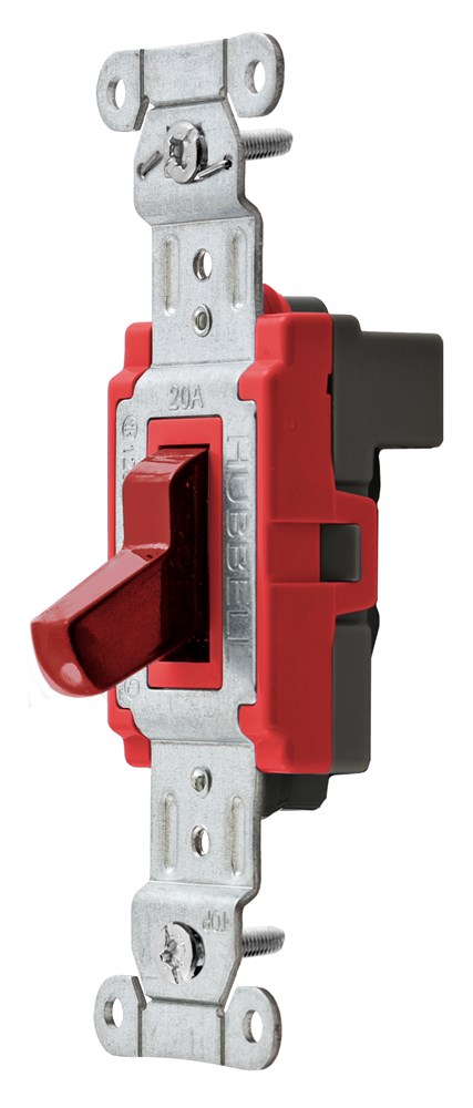 Switches and Lighting Controls, Industrial/Commercial Grade, SNAPConnect Series, Toggle Switches, Single Pole, 20A 120/277V AC, Red Toggle, North American