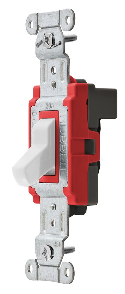 Switches and Lighting Controls, Industrial/Commercial Grade, SNAPConnect Series, Toggle Switches, Single Pole, 20A 120/277V AC, White Toggle, North American