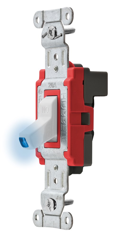 Switches and Lighting Controls, Industrial/Commercial Grade, SNAPConnect Series, Toggle Switches, Illuminated Three Way, 20A 120/277V AC, White Toggle, North American