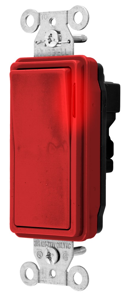 Switches and Lighting Controls, Industrial/Commercial Grade, SNAPConnect Series, Decorator Switches, Pilot Single Pole, 15A 120/277V AC, Red, North American