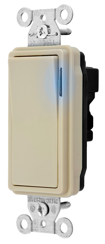 Switches and Lighting Controls, Industrial/Commercial Grade, SNAPConnect Series, Decorator Switches, Illuminated Three Way, 20A 120/277V AC, Ivory, North American