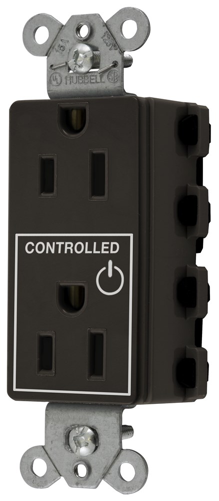 Straight Blade Devices, Receptacles, Style Line Decorator Duplex, SNAPConnect, Half Controlled, 15A 125V, 2-Pole 3-Wire Grounding, Nylon, Brown