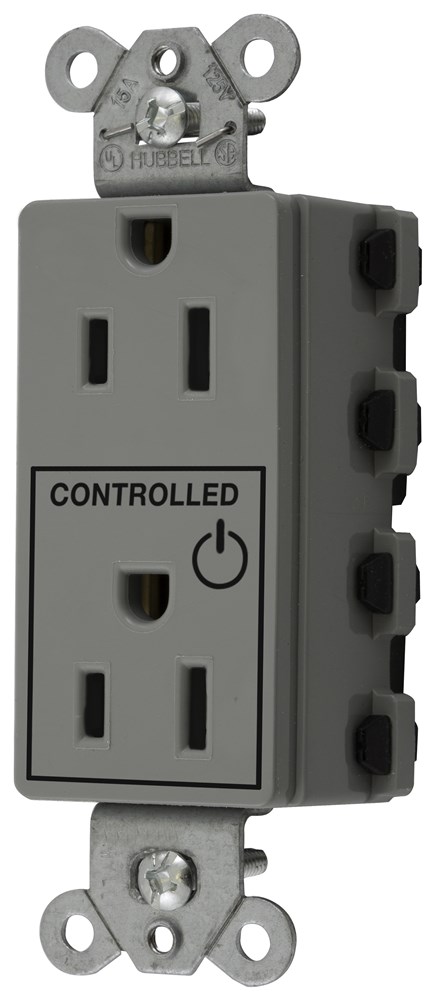 Straight Blade Devices, Receptacles, Style Line Decorator Duplex, SNAPConnect, Half Controlled, 15A 125V, 2-Pole 3-Wire Grounding, Nylon, Gray