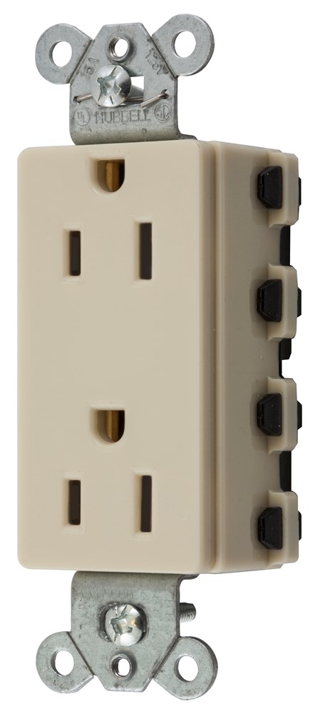 Straight Blade Devices, Receptacles, Style Line Decorator Duplex, SNAPConnect, Controlled, 15A 125V, 2-Pole 3-Wire Grounding, Nylon, Ivory