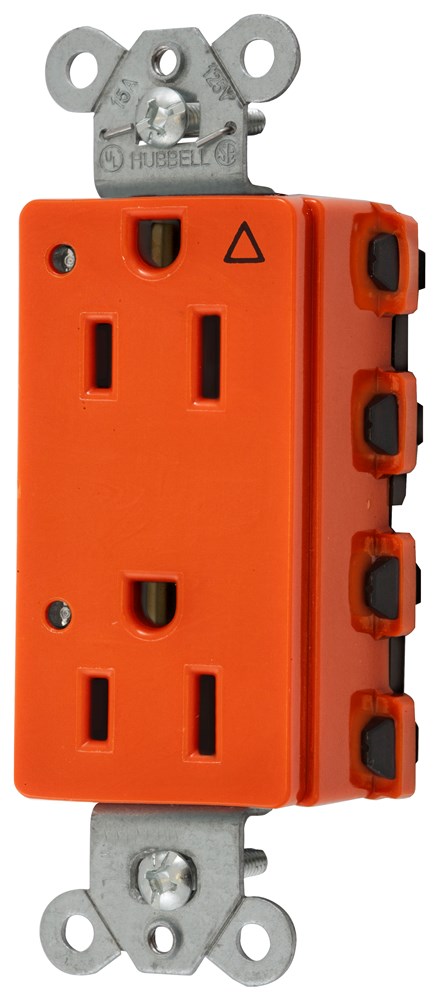 Straight Blade Devices, Receptacles, Isolated Ground, Style Line Decorator Duplex, SNAPConnect, LED Indicator, 15A 125V, 2-Pole 3-Wire Grounding, Nylon, Orange