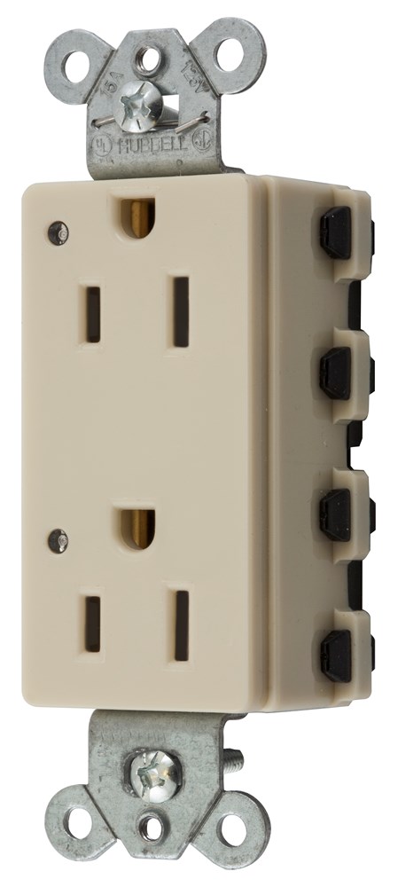 Straight Blade Devices, Receptacles, Style Line Decorator Duplex, SNAPConnect, LED Indicator, 15A 125V, 2-Pole 3-Wire Grounding, 5-15R, Nylon, Ivory