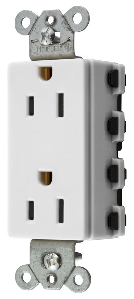 Straight Blade Devices, Receptacles, Style Line Decorator Duplex, SNAPConnect, 15A 125V, 2-Pole 3-Wire Grounding, Nylon, 5- 15R, White.