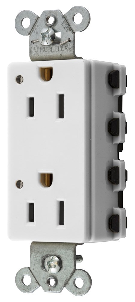 Straight Blade Devices, Receptacles, Style Line Decorator Duplex, SNAPConnect, LED Indicator, 15A 125V, 2-Pole 3-Wire Grounding, Nylon, 5-15R, White