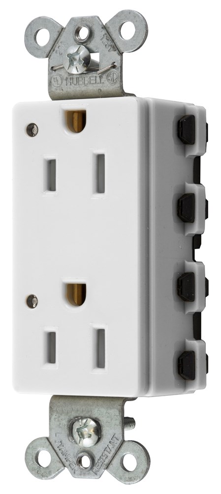 Straight Blade Devices, Receptacles, Tamper Resistant, Style Line Decorator Duplex, SNAPConnect, LED Indicator, 15A 125V, 2-Pole 3-Wire Grounding, Nylon, 5-15R, White
