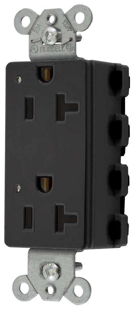 Straight Blade Devices, Receptacles, Style Line Decorator Duplex, SNAPConnect, LED Indicator, 20A 125V, 2-Pole 3-Wire Grounding, Nylon, 5-20R, Black