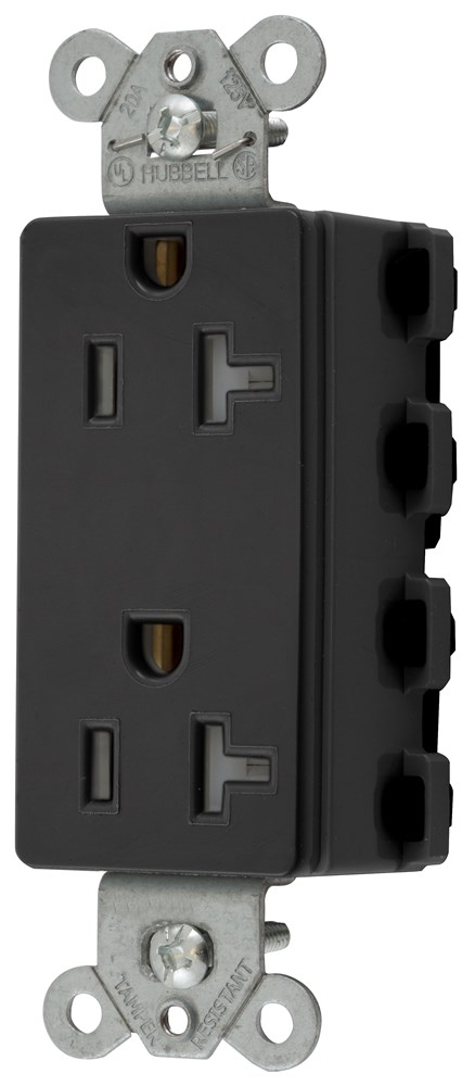 Straight Blade Devices, Receptacles, Tamper Resistant, Style Line Decorator Duplex, SNAPConnect, 20A 125V, 2-Pole 3- Wire Grounding, Nylon, 5-20R, Black.