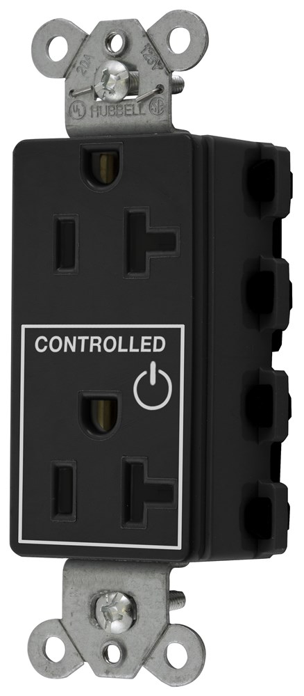 Straight Blade Devices, Receptacles, Decorator Duplex, SNAPConnect, Half Controlled, 20A 125V, 2-Pole 3-Wire Grounding, Nylon, Black