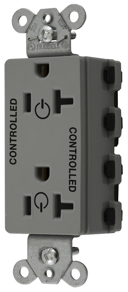 Straight Blade Devices, Receptacles, Style Line Decorator Duplex, SNAPConnect, Controlled, 20A 125V, 2-Pole 3-Wire Grounding, Nylon, Gray