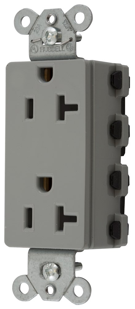 Straight Blade Devices, Receptacles, Style Line Decorator Duplex, SNAPConnect, 20A 125V, 2-Pole 3-Wire Grounding, 5-20R, Nylon, Gray