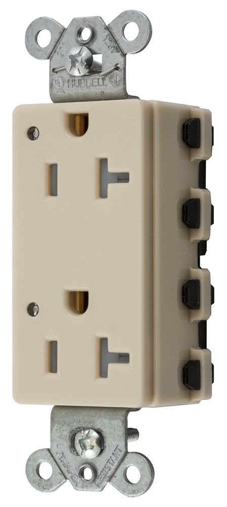 Straight Blade Devices, Receptacles, Style Line Decorator Duplex, SNAPConnect, Tamper Resistant, LED Indicator, 20A 125V, 2-Pole 3-Wire Grounding, 5-20R, Nylon, Ivory
