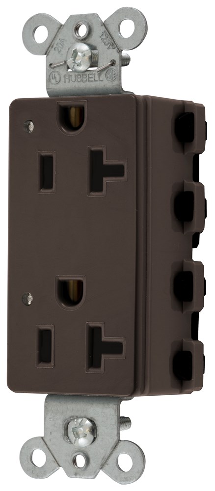 Straight Blade Devices, Receptacles, Style Line Decorator Duplex, SNAPConnect, LED Indicator, 20A 125V, 2-Pole 3-Wire Grounding, 5-20R, Nylon, Brown