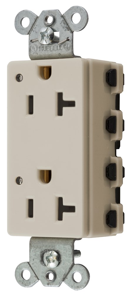 Straight Blade Devices, Receptacles, Style Line Decorator Duplex, SNAPConnect, LED Indicator, 20A 125V, 2-Pole 3-Wire Grounding, 5-20R, Nylon, Light Almond