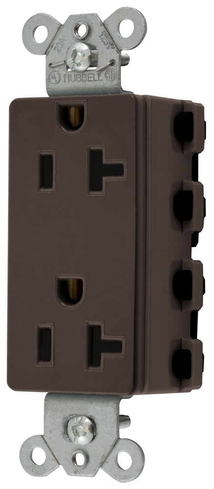 Straight Blade Devices, Receptacles, Style Line Decorator Duplex, SNAPConnect, 20A 125V, 2-Pole 3-Wire Grounding, 5-20R, Nylon, Brown, USA