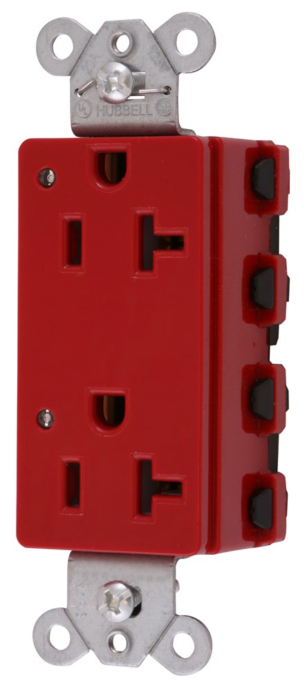 Straight Blade Devices, Receptacles, Style Line Decorator Duplex, SNAPConnect, LED Indicator, 20A 125V, 2-Pole 3-Wire Grounding, 5-20R, Nylon, Red