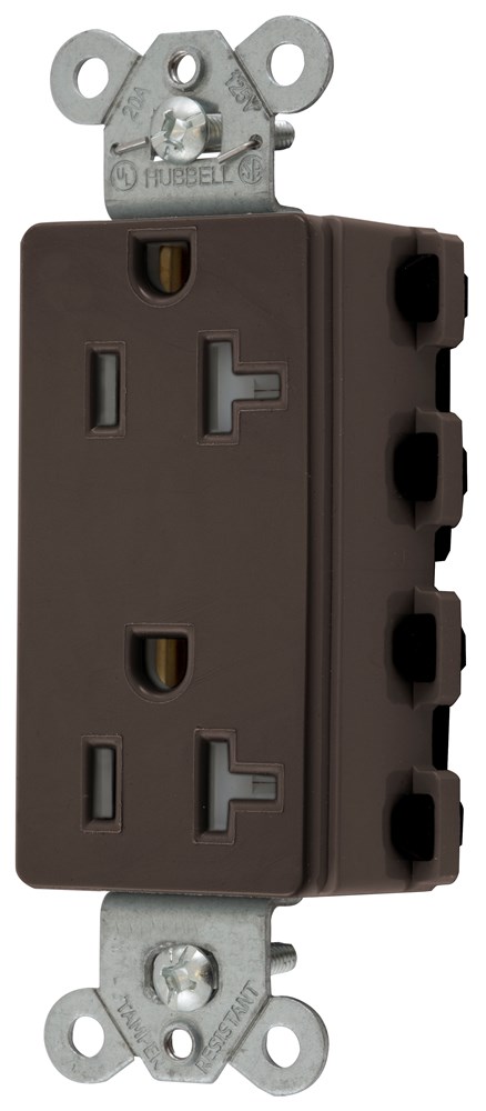 Straight Blade Devices, Receptacles, Style Line Decorator Duplex, SNAPConnect, Tamper Resistant, 20A 125V, 2-Pole 3-Wire Grounding, 5-20R, Nylon, Brown