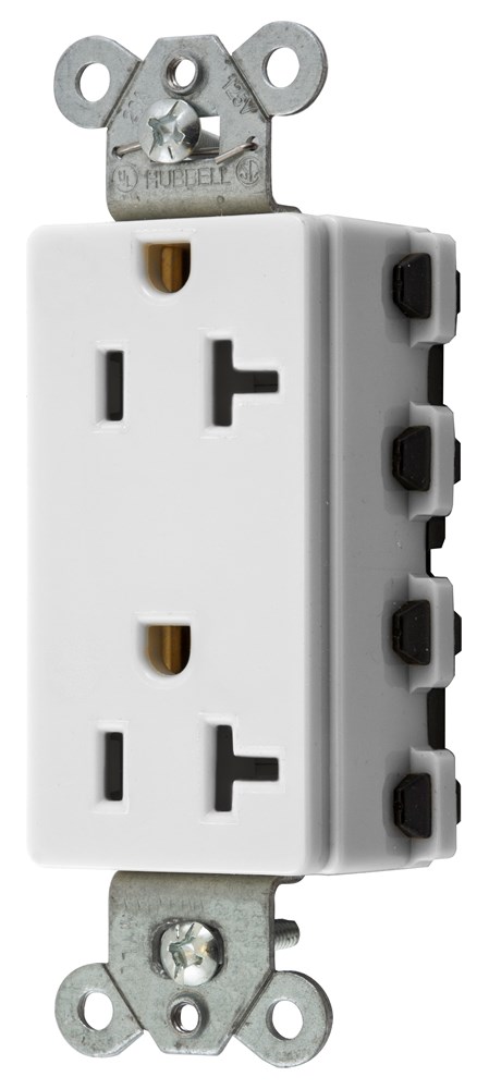 Straight Blade Devices, Receptacles, Style Line Decorator Duplex, SNAPConnect, 20A 125V, 2-Pole 3-Wire Grounding, 5-20R, Nylon, White, USA