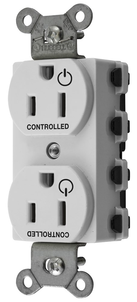 Straight Blade Devices, Receptacles, Duplex, SNAPConnect, Split Circuit, Controlled, 15A 125V, 2-Pole 3-Wire Grounding, Nylon, White