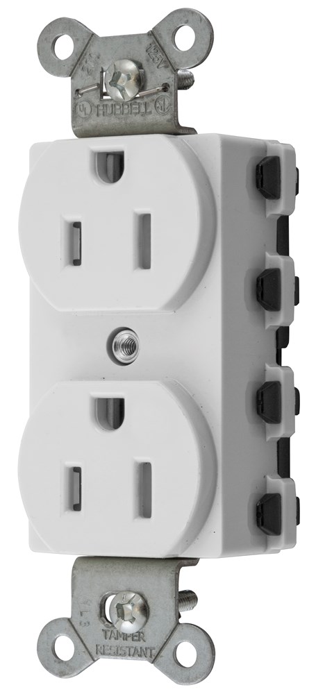 Product image for Hubbell SNAP5262WTRA S-CONNECT DUP 15A/125V TR WH, ST2