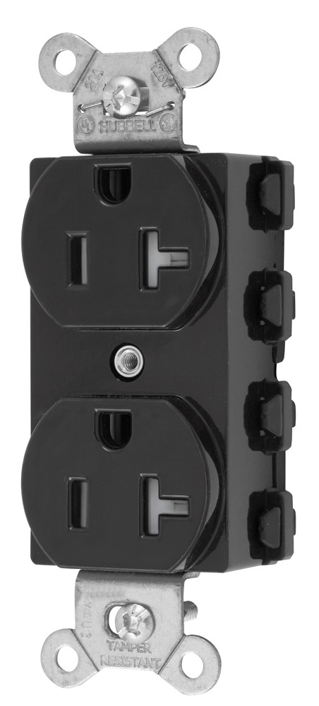 Product image for Hubbell SNAP5362BKTRA S-CONNECT DUP 20A/125V TR BK