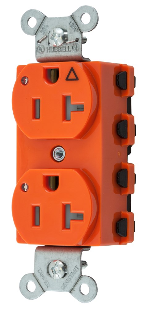 Product image for Hubbell SNAP5362IGLTRA S-CONNECT DUP 20A/125V IG LED TR OR, ST2